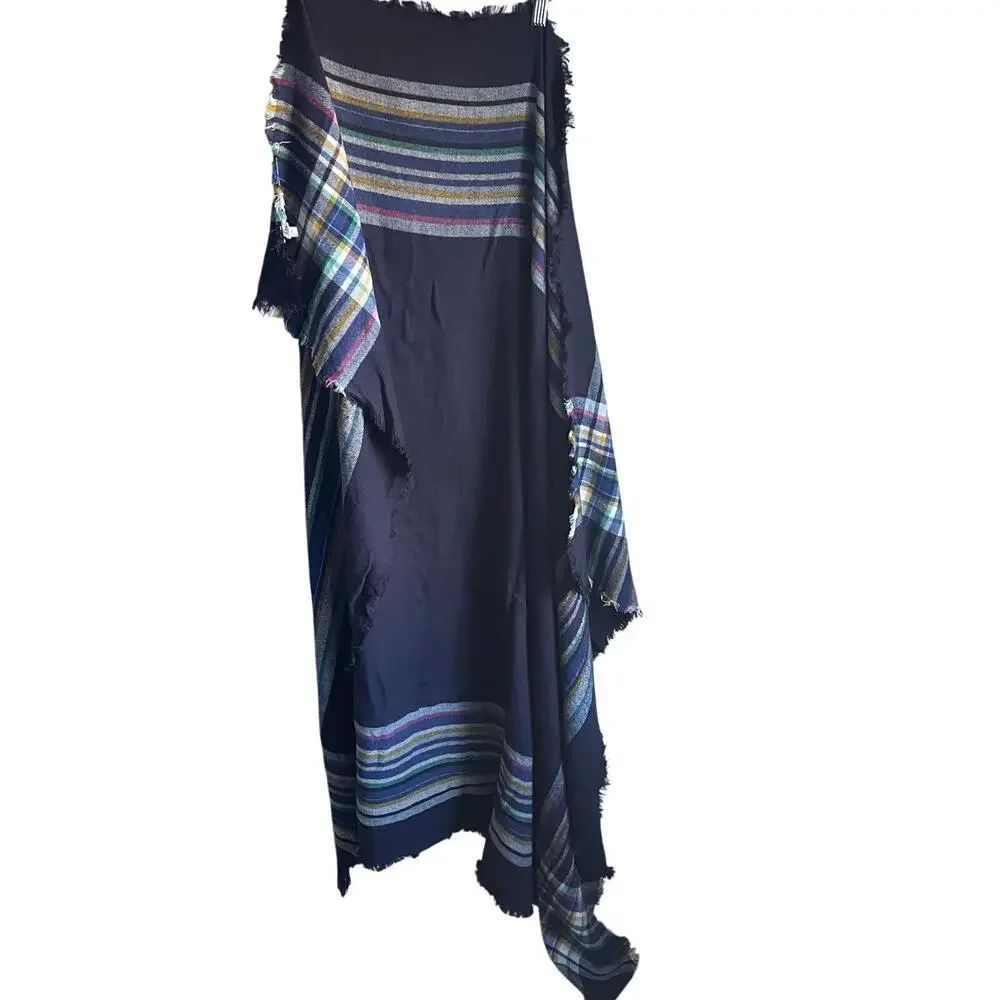 GAP Navy Blue Striped Scarf Shawl Blanket Preppy 51